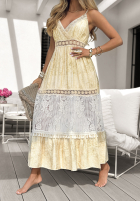 Kleid na ramiączkach z koronką boho Seaside Breeze Beige