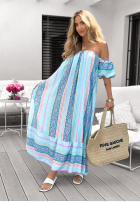 Wzorzysta sukienka Kleid im spanischen Stil Cocoa Beach Himmelblau