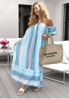 Wzorzysta sukienka Kleid im spanischen Stil Cocoa Beach Himmelblau