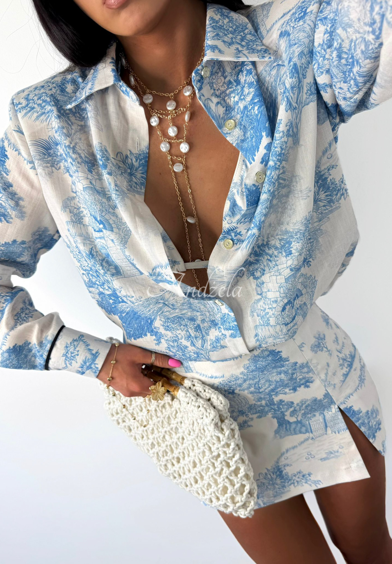 Viskosehemd und Muster La Milla Dreamy Places Himmelblau