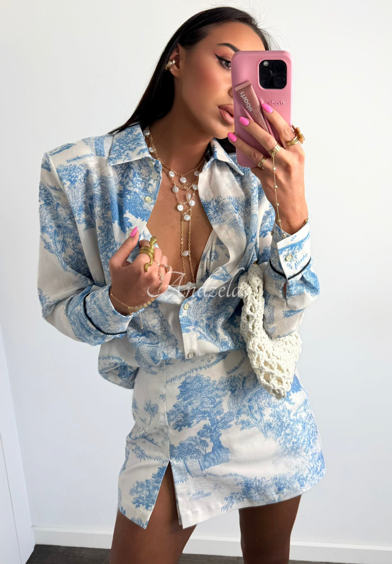 Viskosehemd und Muster La Milla Dreamy Places Himmelblau