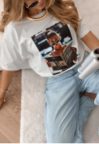 Krótki T-Shirt z nadrukiem LA Weekly Weiß