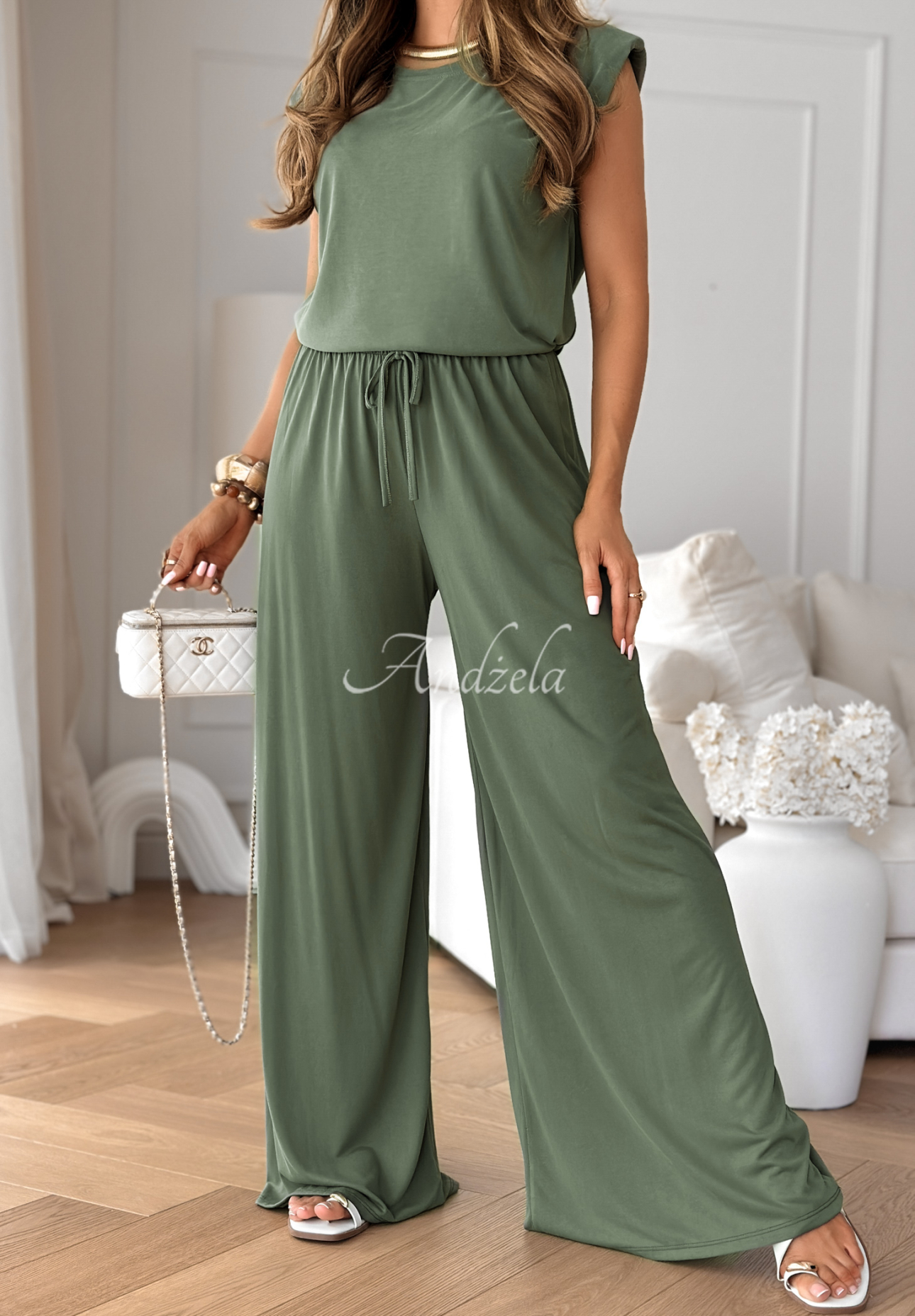 Set aus Top und Hose wide leg The Two Of Us Khaki