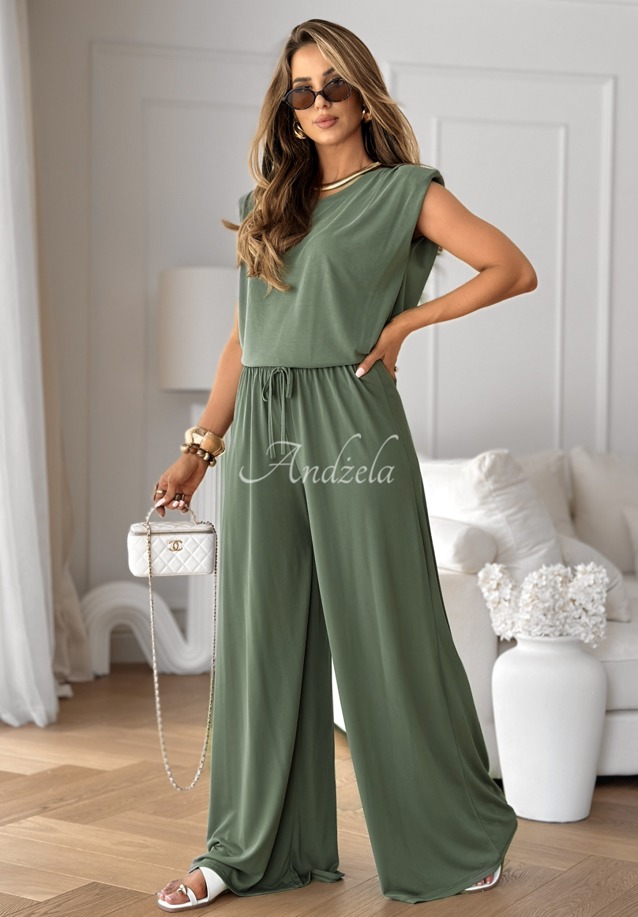 Set aus Top und Hose wide leg The Two Of Us Khaki