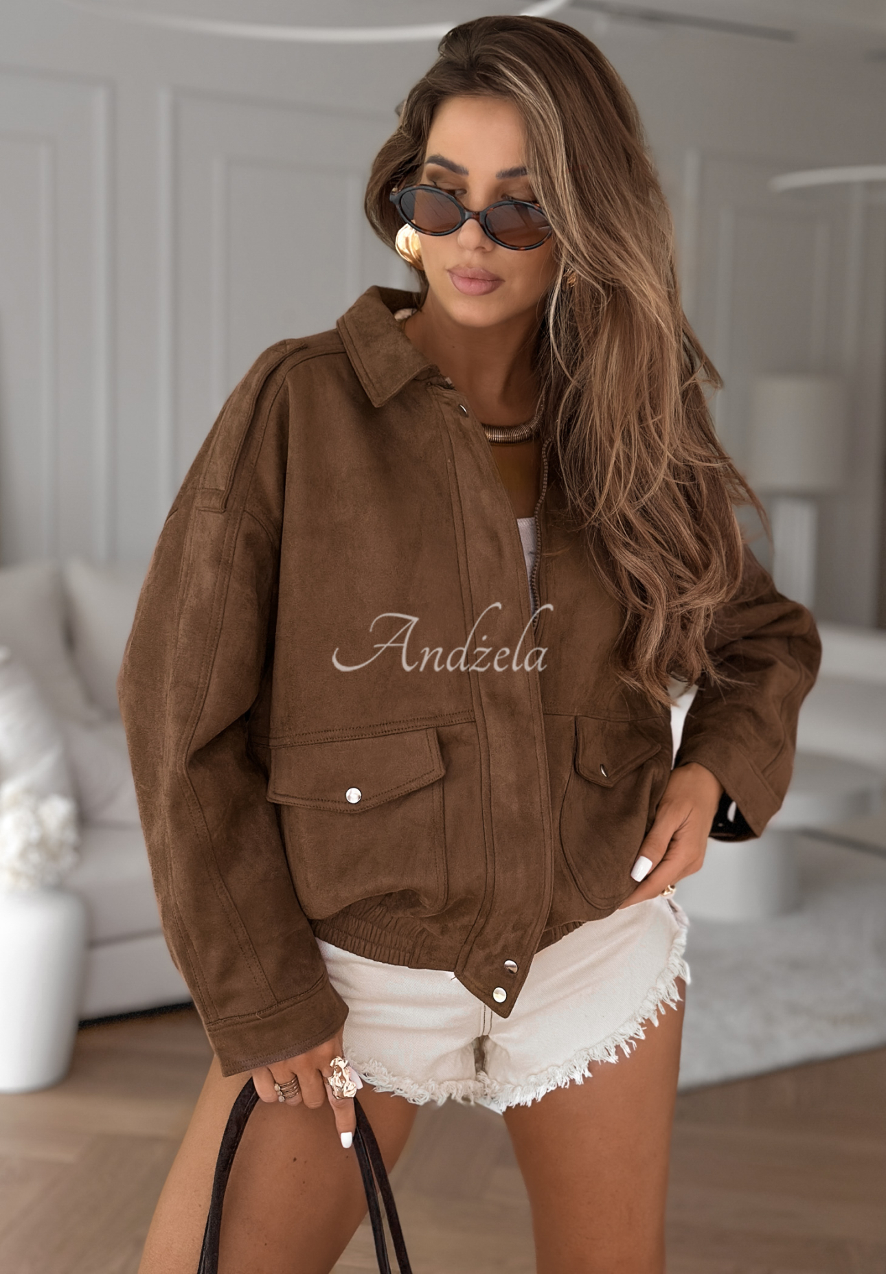 Wildlederjacke Find Your Fire Schokoladenbraun
