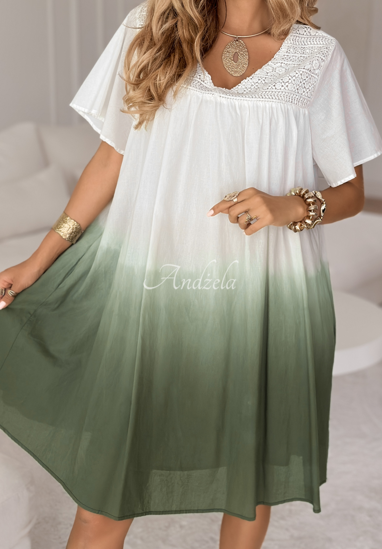 Oversize Kleid ombre Marble Falls Ecru