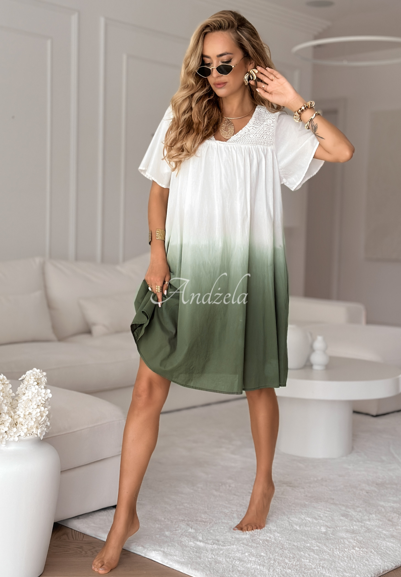 Oversize Kleid ombre Marble Falls Ecru