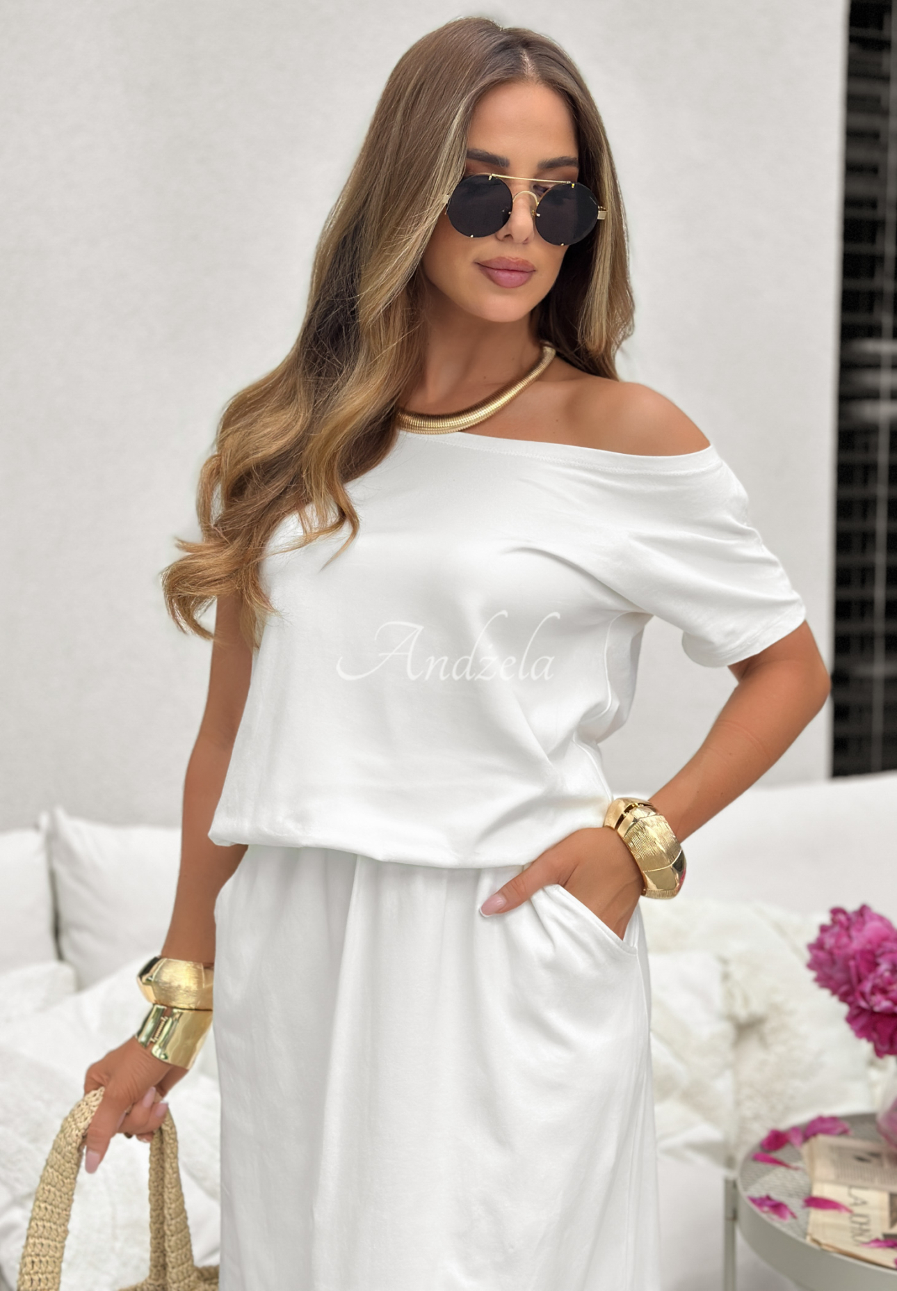 Sweatshirtkleid Rhode Island Weiß