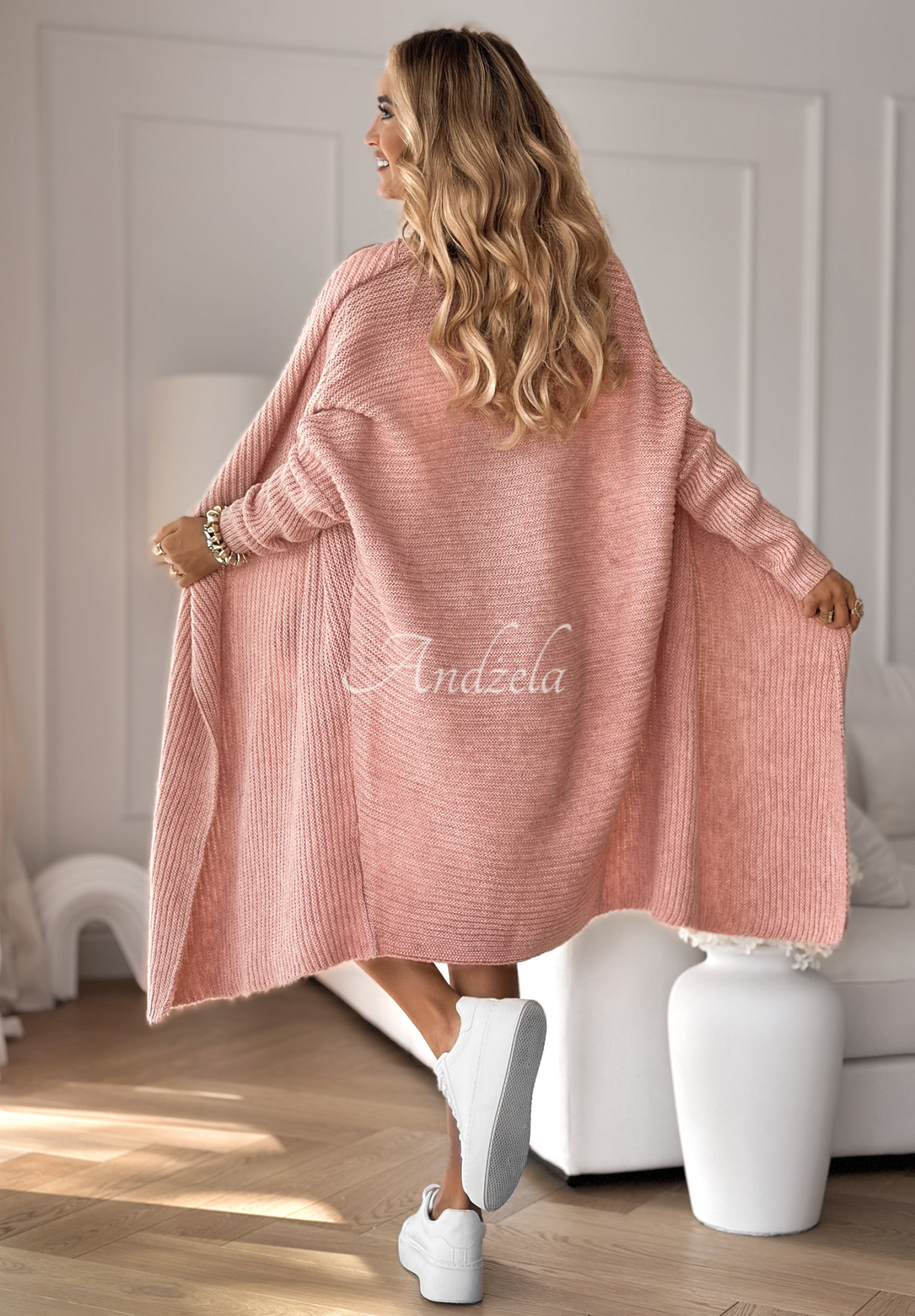 Oversize Strickjacke Feather Light Altrosa