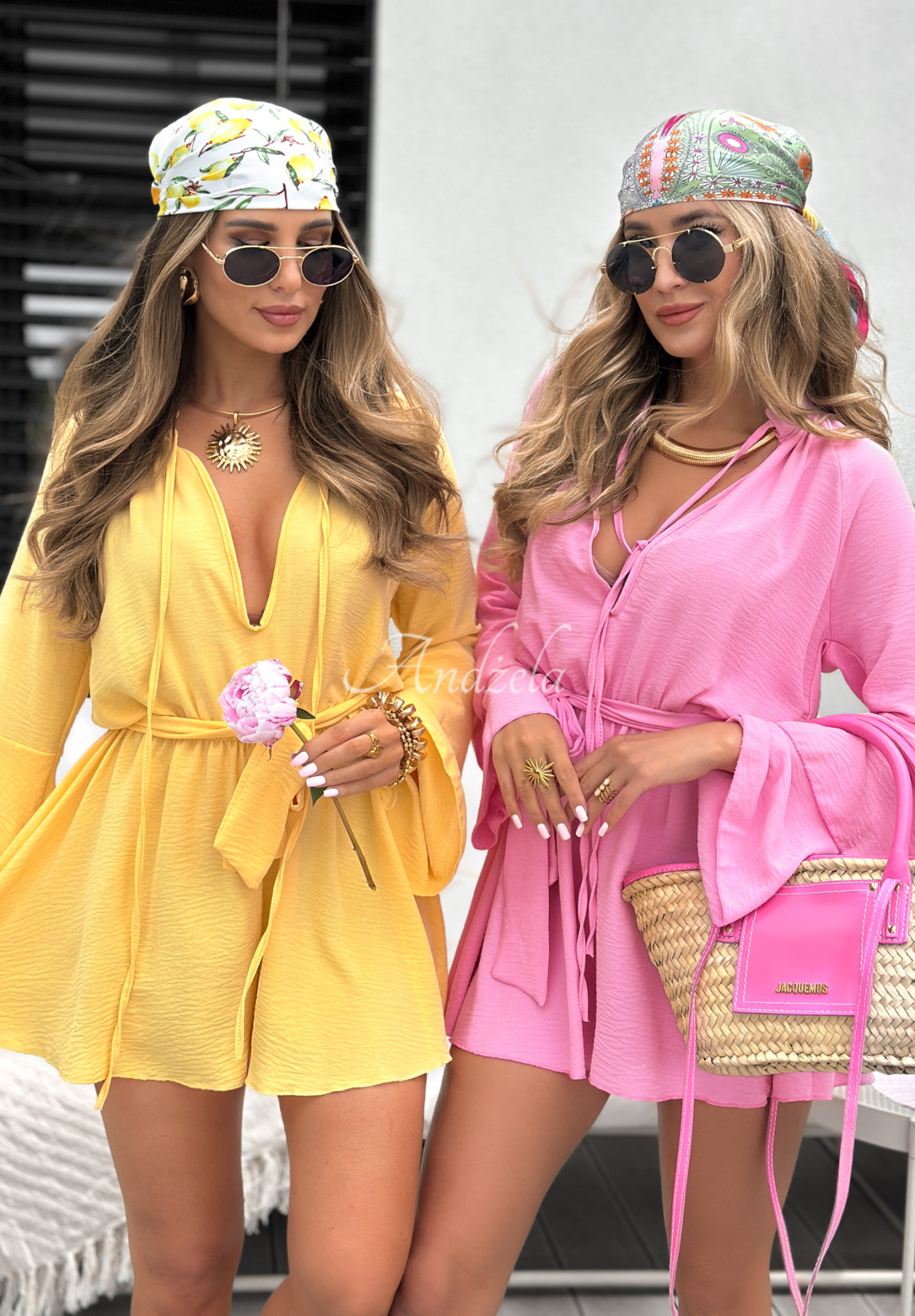 Short jumpsuit with ruffles and belt Rule Of A Lady pink