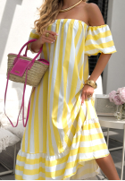 Sukienka hiszpanka w paski Steals The Show biało-żółta