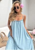 Kleid na ramiączkach z falbankami East Shore Hellblau