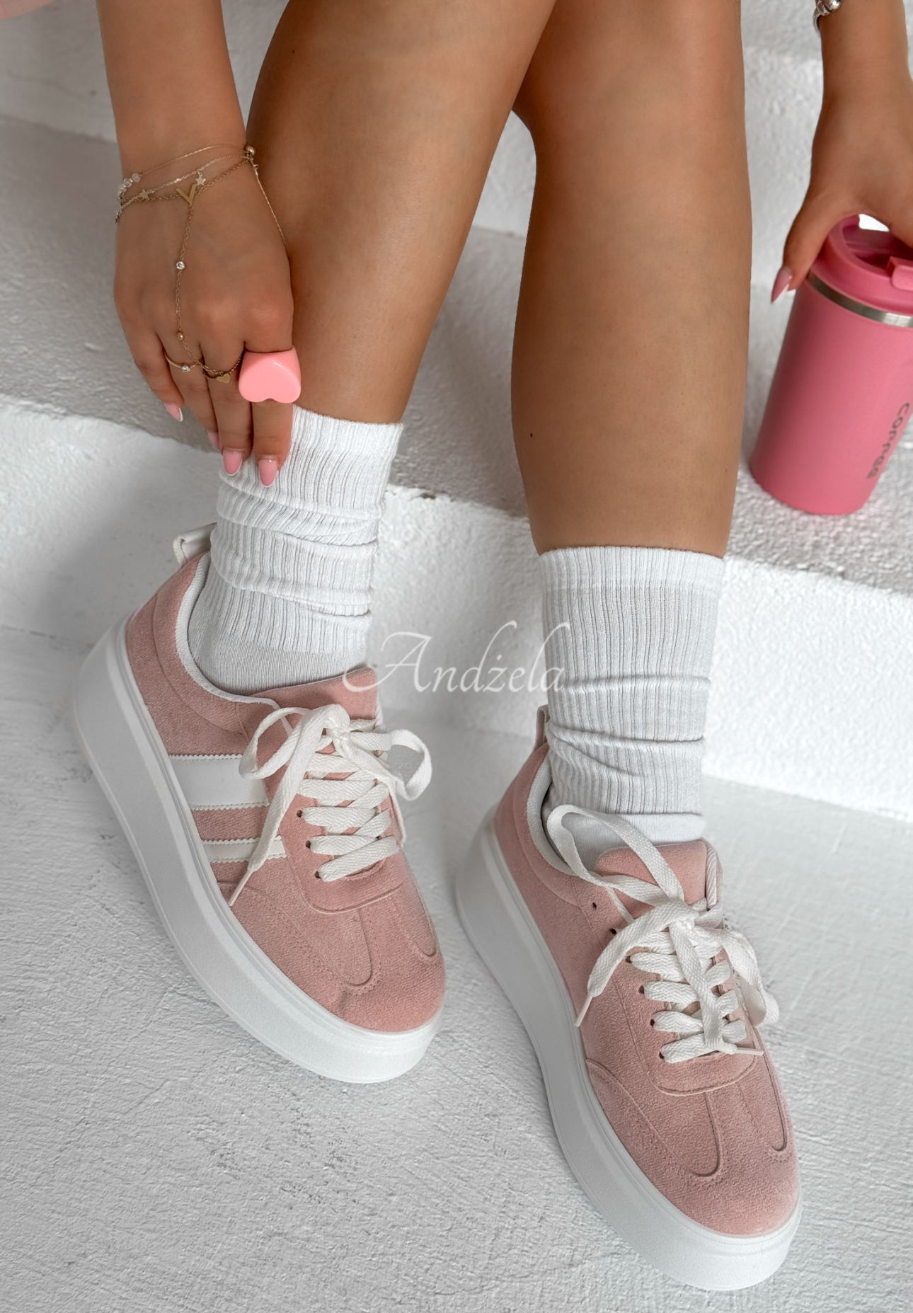 Sneakers Start With Forever Puderrosa