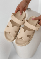 Skórzane klapki Yarras beżowe