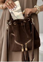 Wildlederhandtasche Beutel Find Me Schokoladenbraun