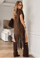 Kleid z frędzlami boho Rancho Cortes Schokoladenbraun