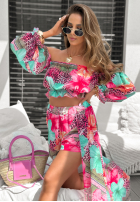 Wzorzysty Set Bluse Kleid im spanischen Stil i Rock Unfold Your Story niebiesko-Rosa