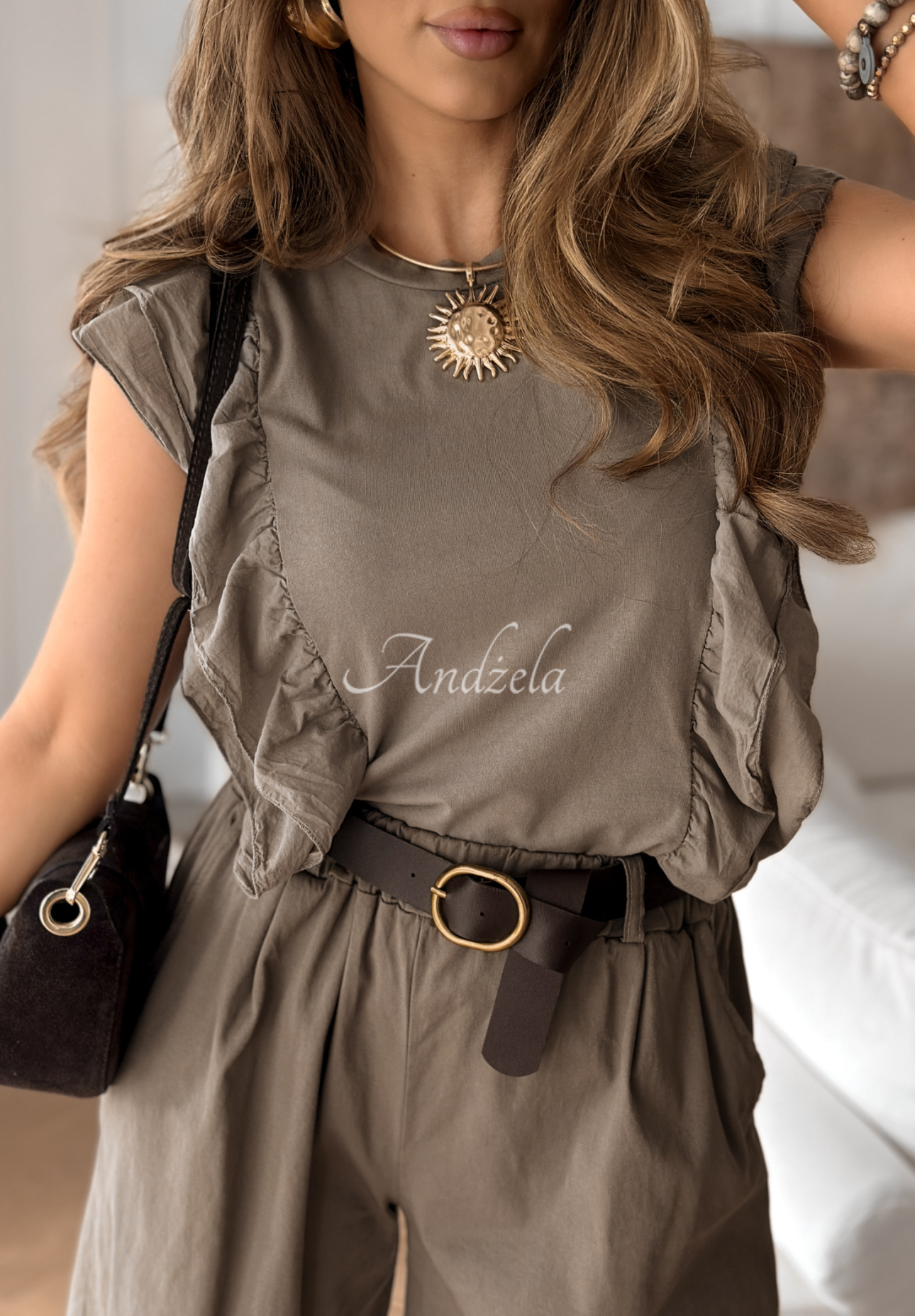 Oberteil mit Rüschen Define Your Style Beige
