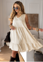 Wiskozowa Kleid z koronką boho Golden Shores Vanillefarben