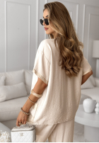 T-Shirt oversize ze złoceniami Cherish The Sparkle Beige