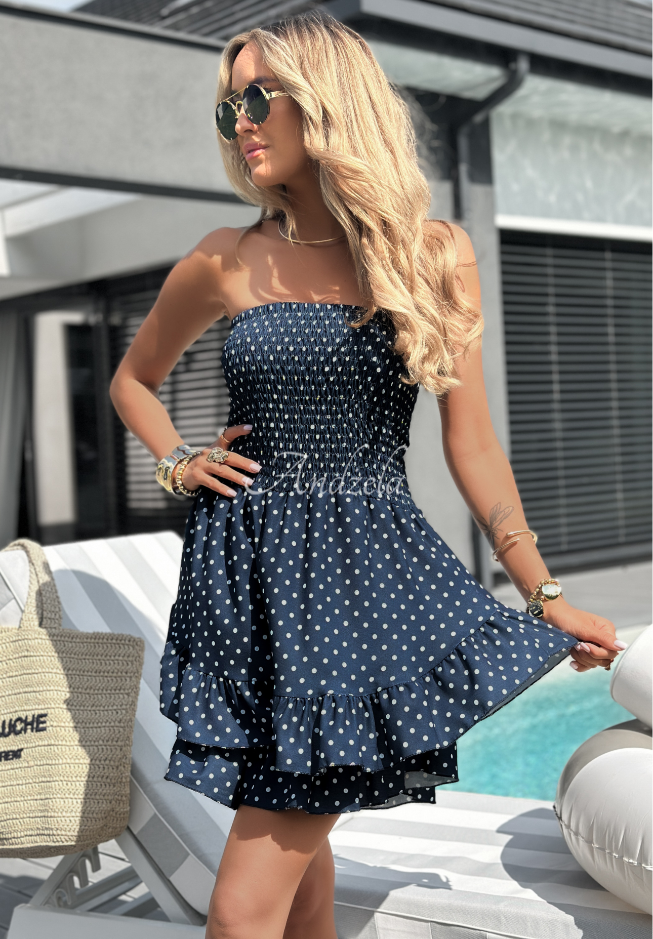 Kurzer Jumpsuit mit Pünktchen Puerto Castilla Dunkelblau