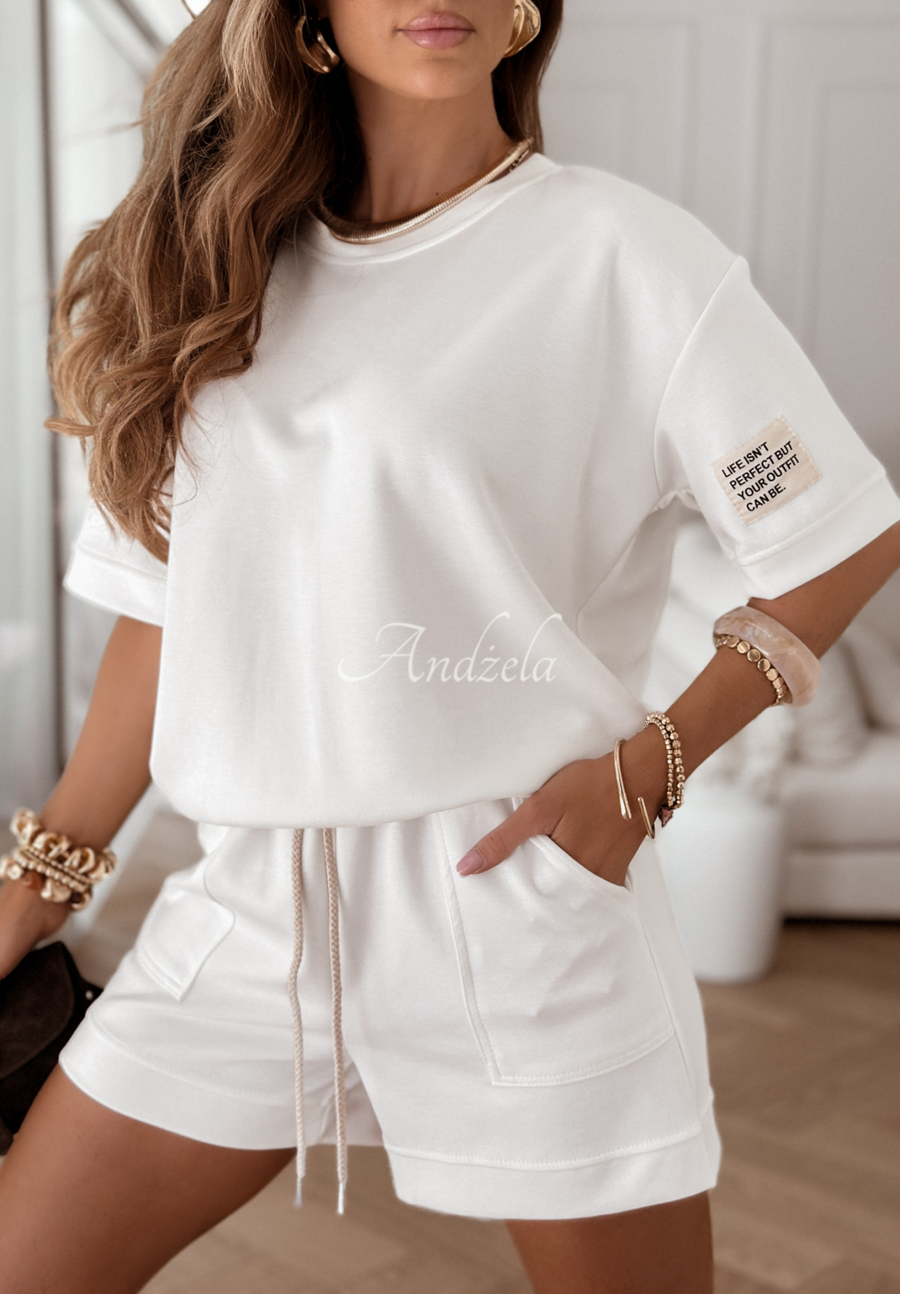 Set T-Shirt und Shorts Play Like A Girl Ecru