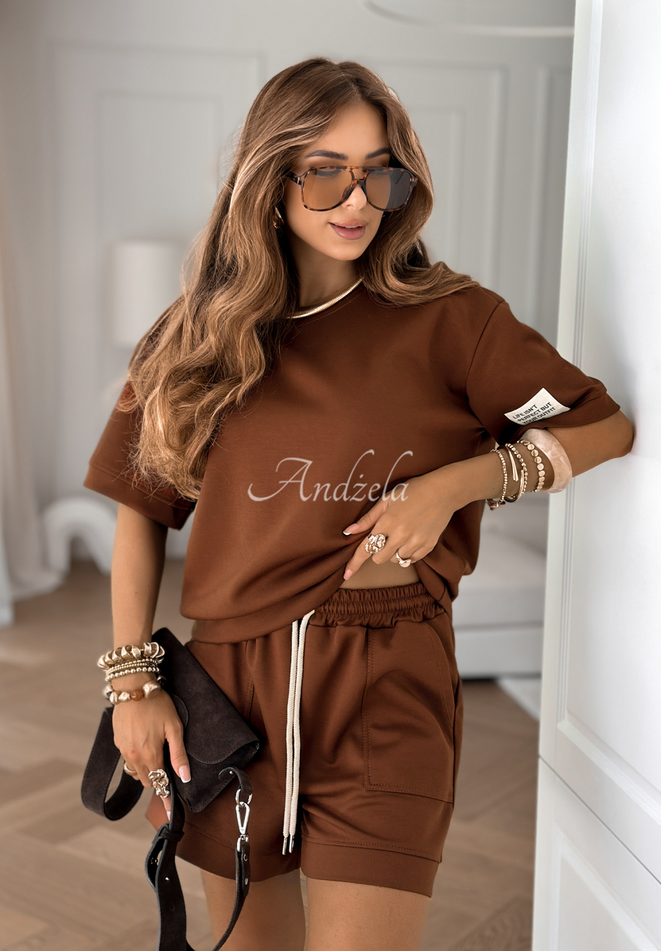 Set T-Shirt und Shorts Play Like A Girl Camel