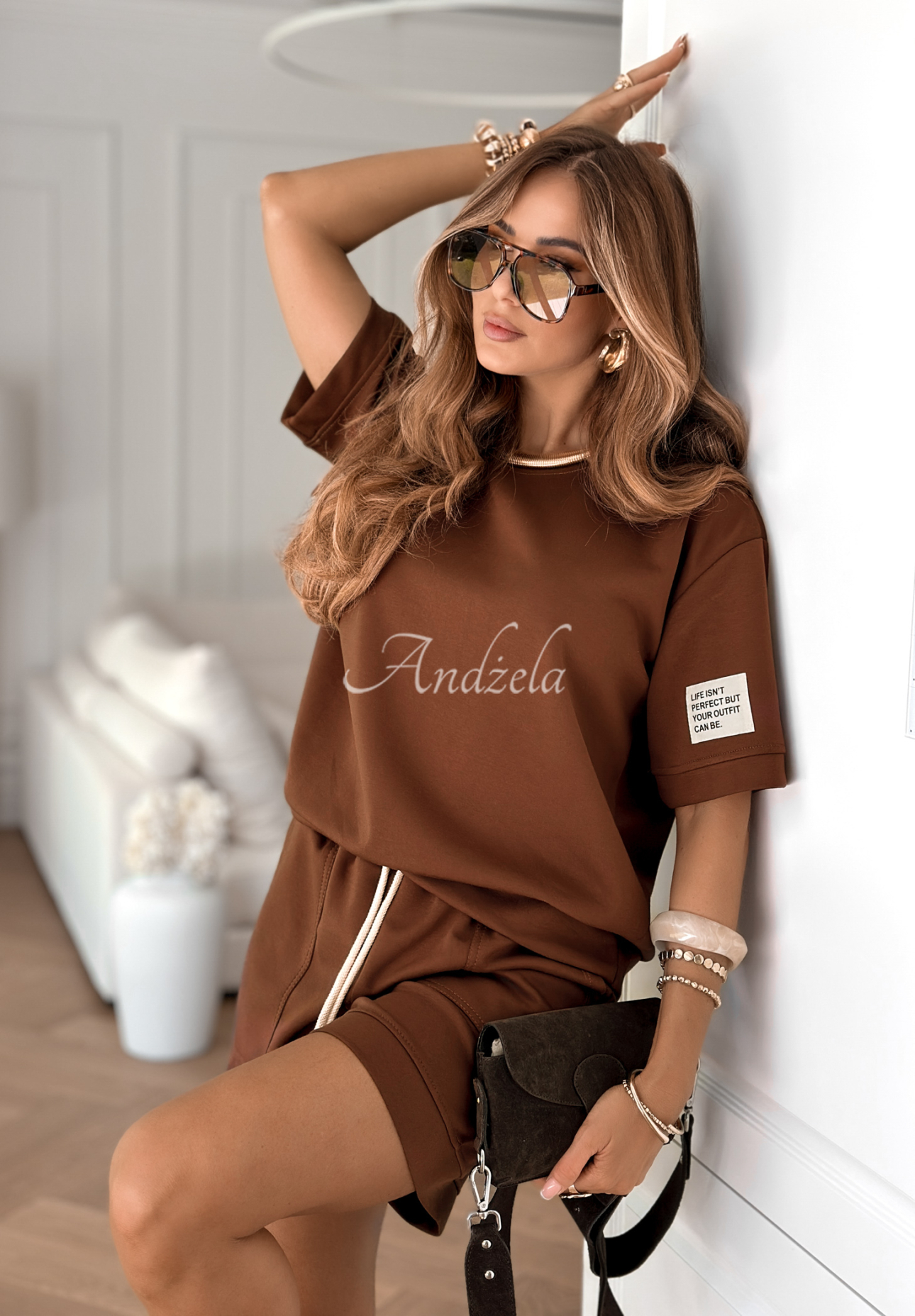 Set T-Shirt und Shorts Play Like A Girl Camel