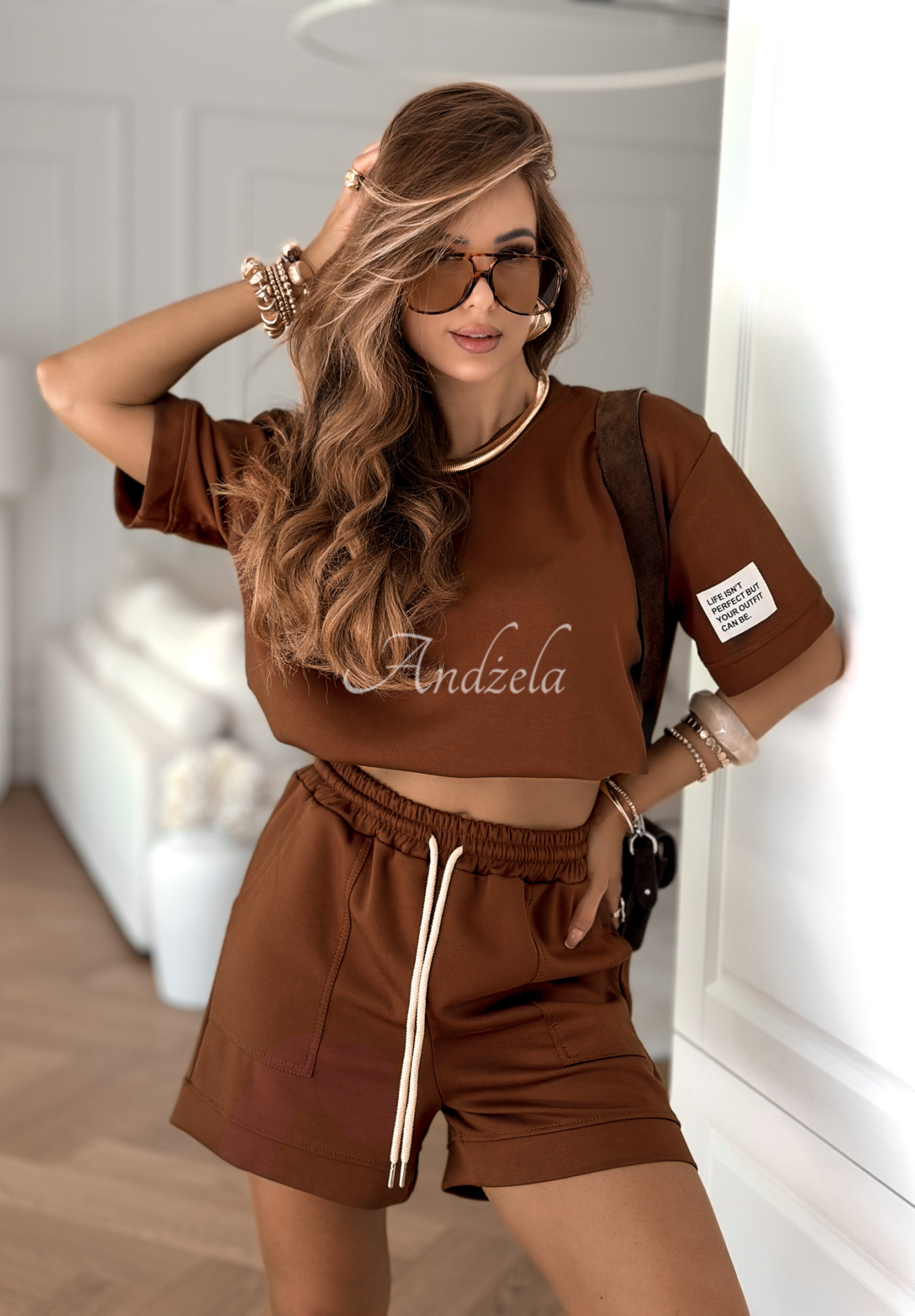Set T-Shirt und Shorts Play Like A Girl Camel