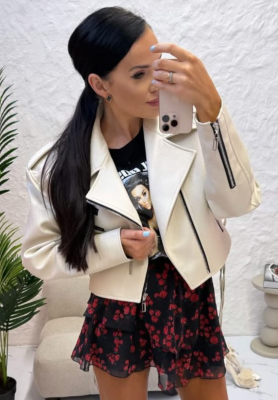 Leder-Bikerjacke La Milla Really Notice Beige