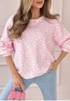 Sweatshirt w panterkę Whispering Hearts jasnoróżowa