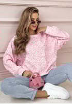 Sweatshirt w panterkę Whispering Hearts jasnoróżowa