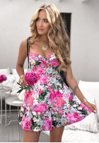 Kwiecista Kleid mini na ramiączkach Bloomery różowo-Schwarz