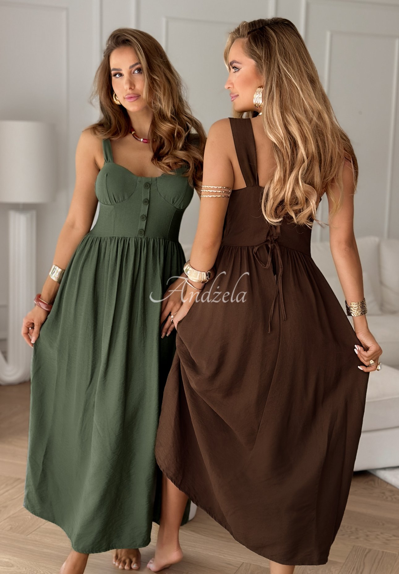 Viskosekleid mit Trägern La Esmeralda Schokoladenbraun