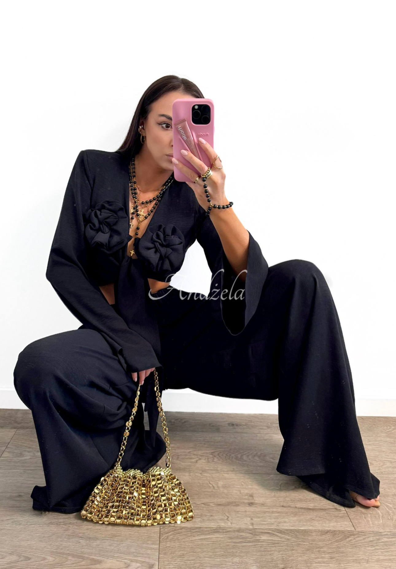 La Milla Remembers Everything black wide leg shirt and pants set