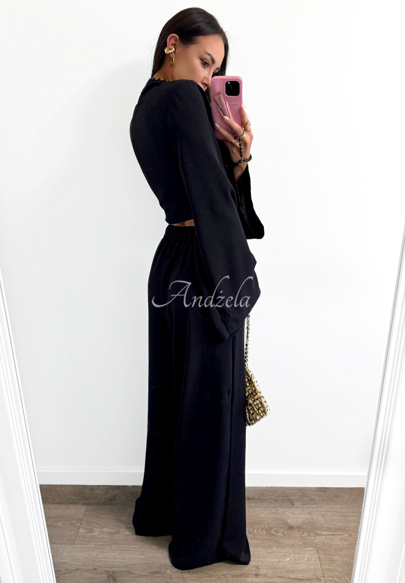 La Milla Remembers Everything black wide leg shirt and pants set