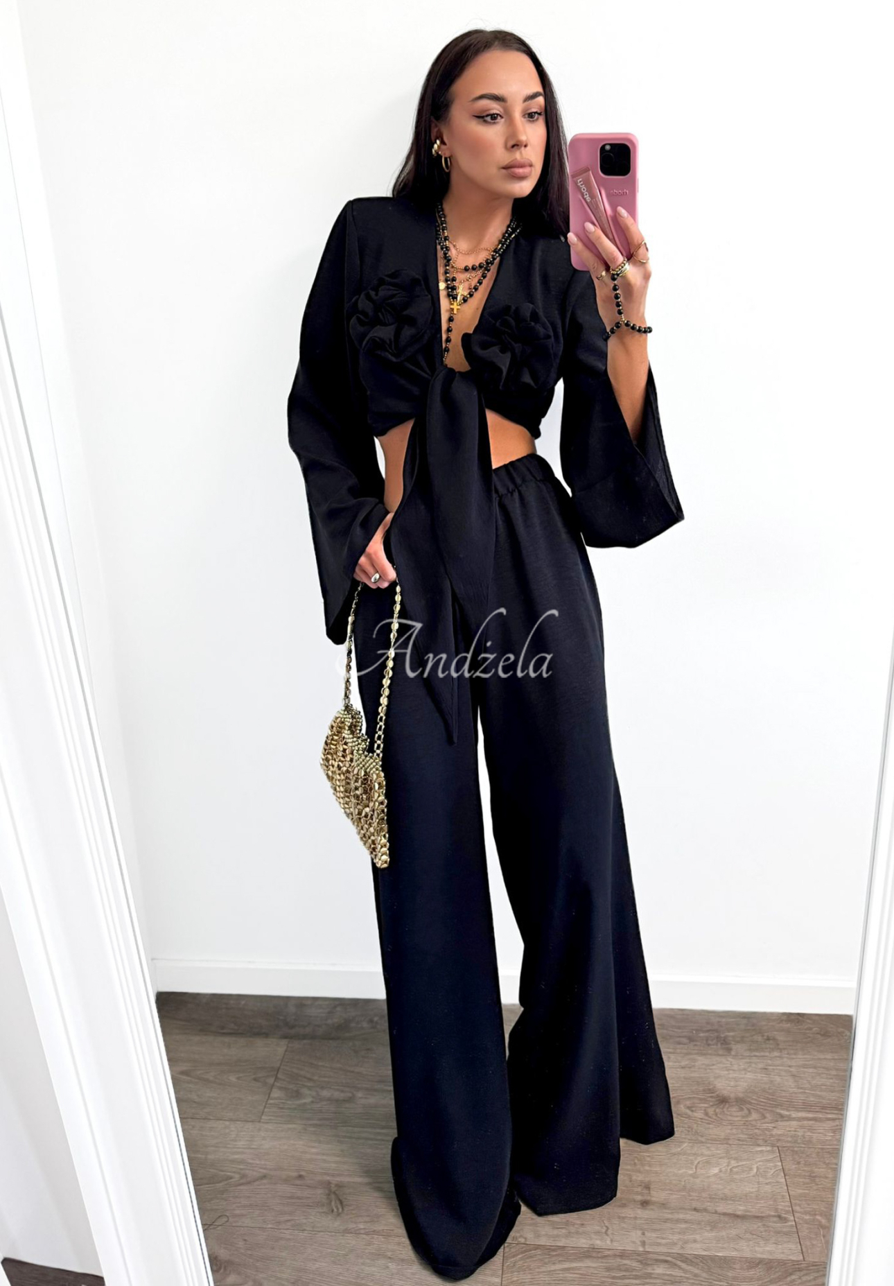 Set aus Hemd und Hose wide leg La Milla Remembers Everything Schwarz