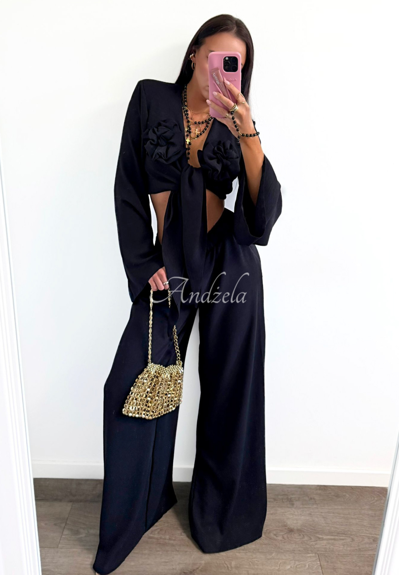 Set aus Hemd und Hose wide leg La Milla Remembers Everything Schwarz