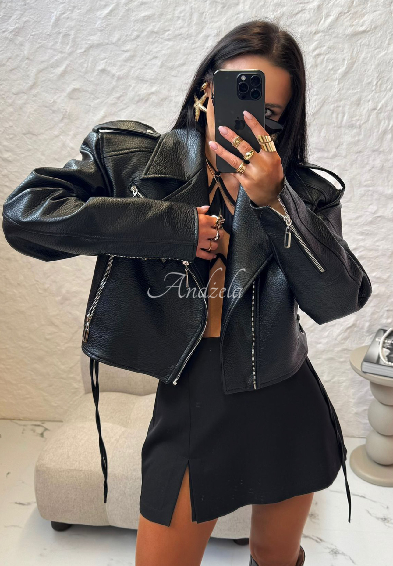 Leder-Bikerjacke La Milla Really Notice Schwarz