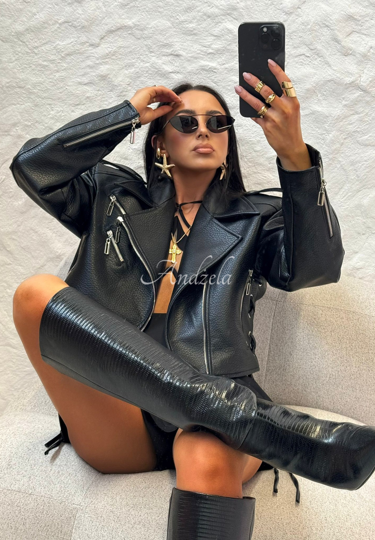 Leder-Bikerjacke La Milla Really Notice Schwarz