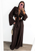 Set aus Hemd und Hose wide leg La Milla Remembers Everything Schokoladenbraun