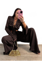 Set aus Hemd und Hose wide leg La Milla Remembers Everything Schokoladenbraun