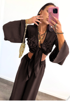 Set aus Hemd und Hose wide leg La Milla Remembers Everything Schokoladenbraun