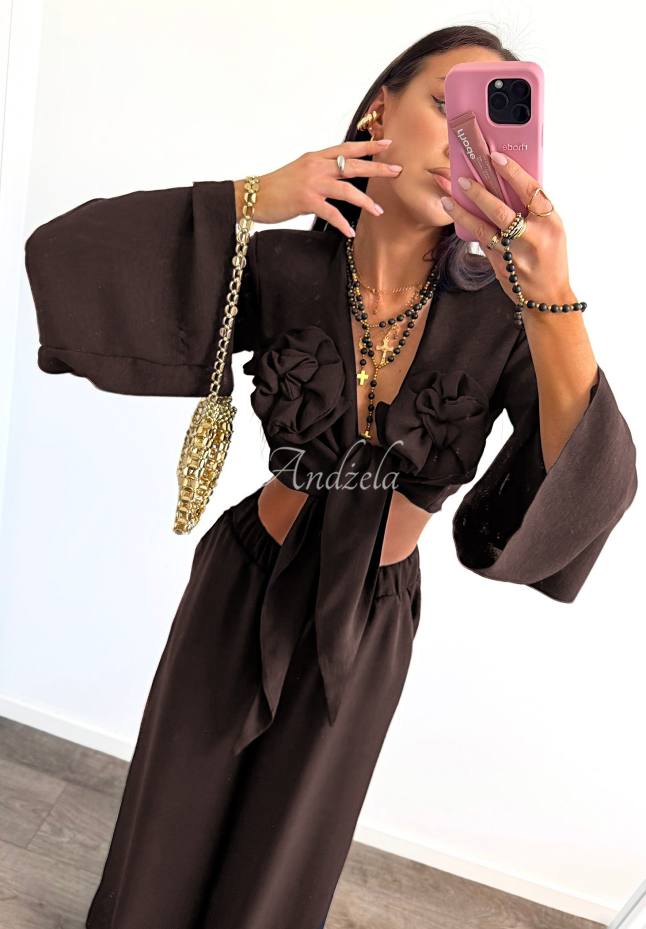 Set aus Hemd und Hose wide leg La Milla Remembers Everything Schokoladenbraun