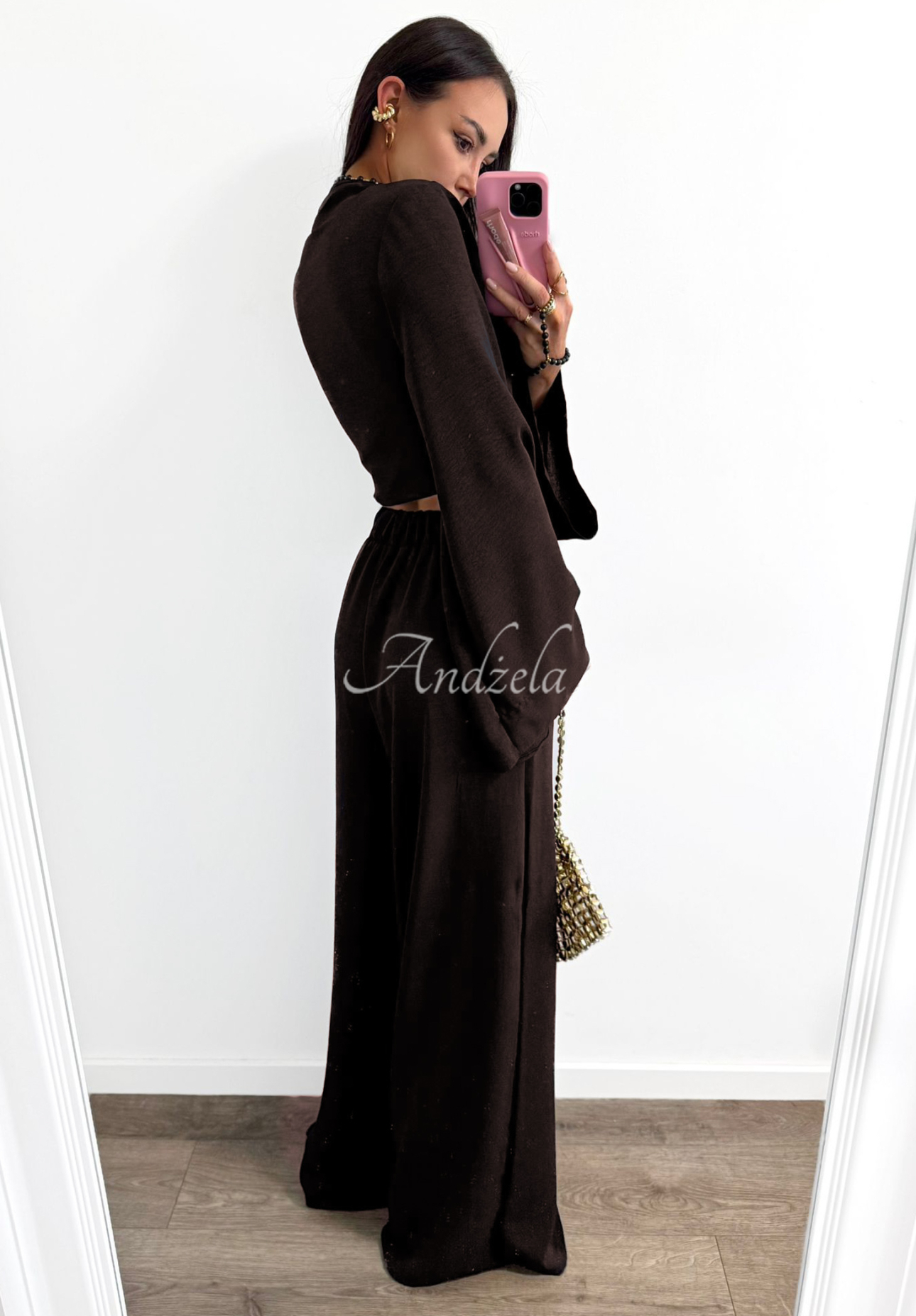 Set aus Hemd und Hose wide leg La Milla Remembers Everything Schokoladenbraun