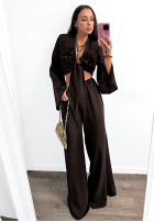Set aus Hemd und Hose wide leg La Milla Remembers Everything Schokoladenbraun