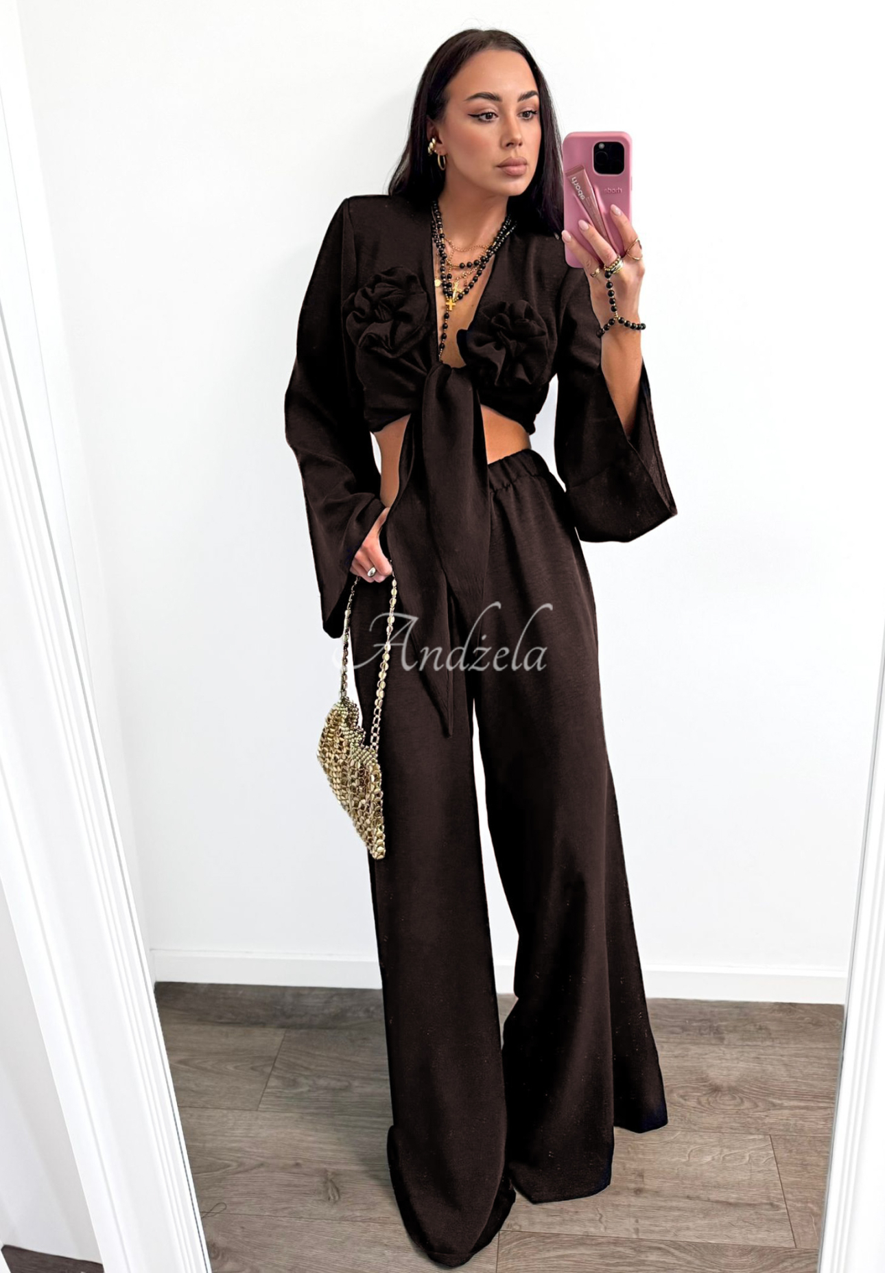 Set aus Hemd und Hose wide leg La Milla Remembers Everything Schokoladenbraun
