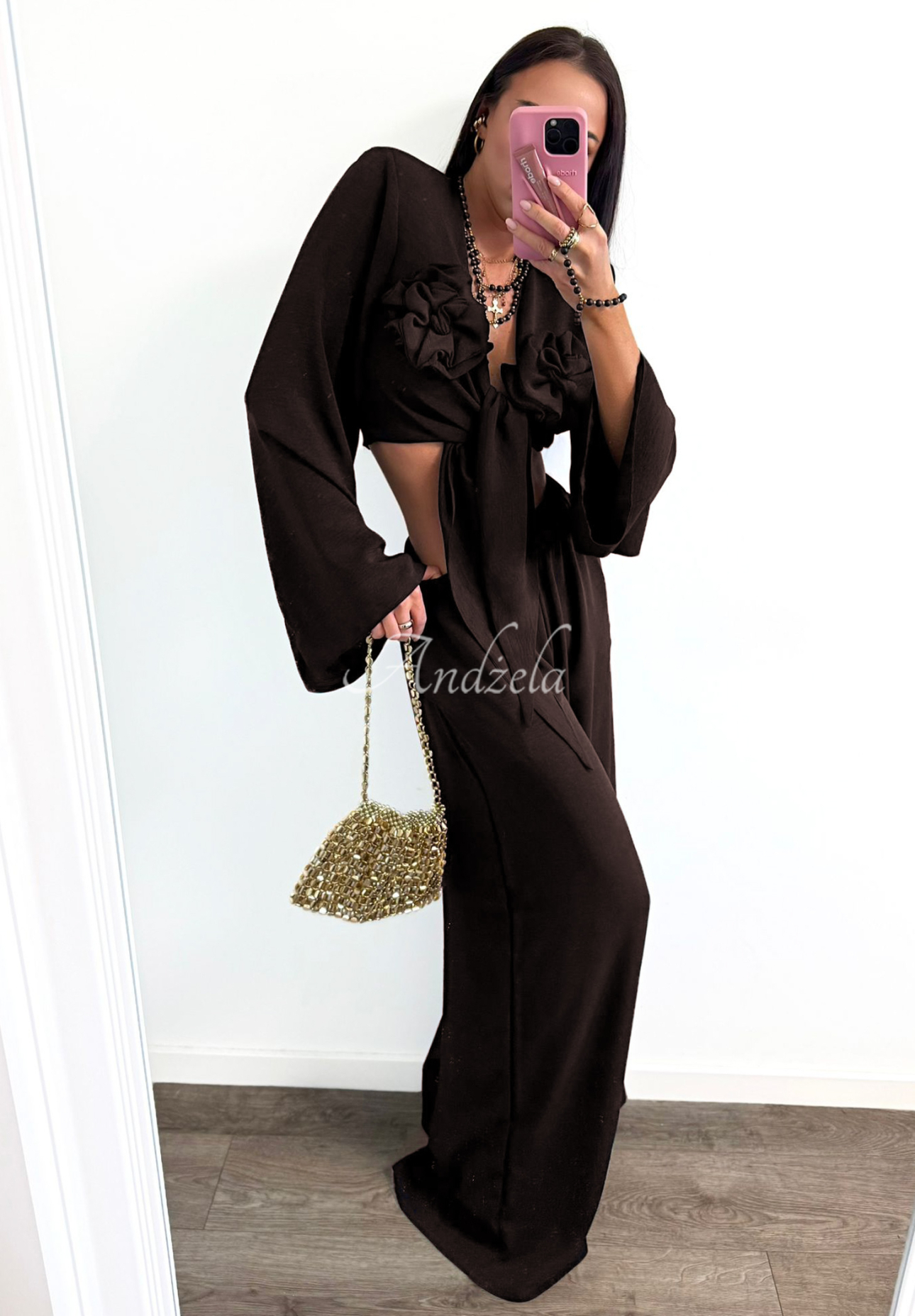 Set aus Hemd und Hose wide leg La Milla Remembers Everything Schokoladenbraun