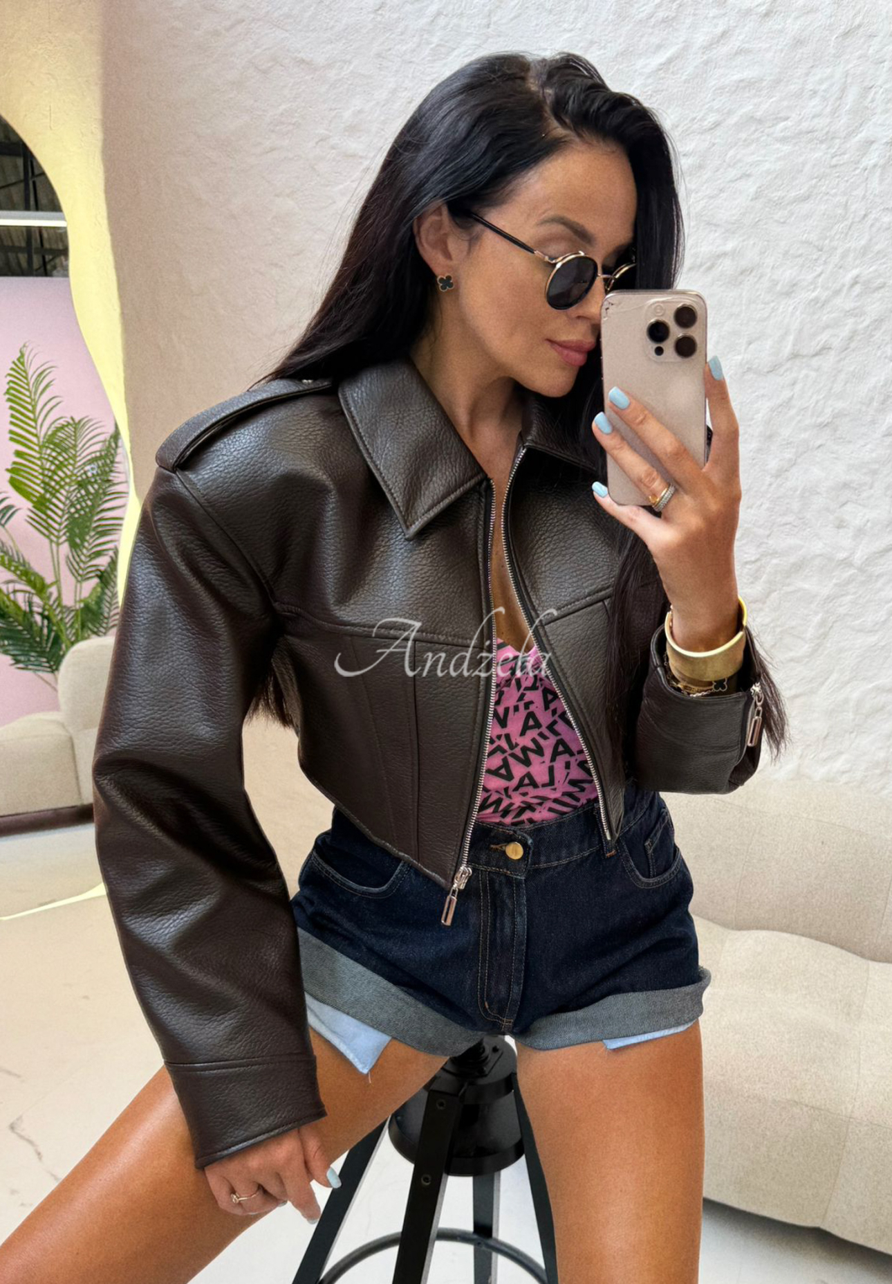 Kurze Bikerjacke La Milla Maple City Schokoladenbraun