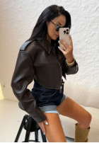 Krótka skórzana Jacke La Milla Maple City Schokoladenbraun